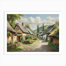 Thatched Cottages Paintings Art Print Art Print