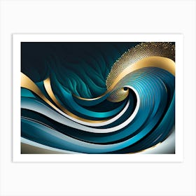 Abstract Wave Canvas, vector art Art Print