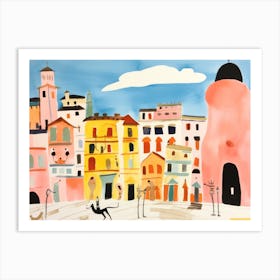 Bologna Italy Cute Watercolour Illustration 4 Art Print