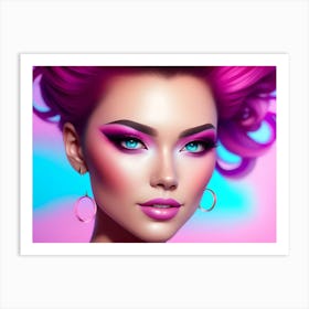 Pink Beautywith Pink Makeup Art Print