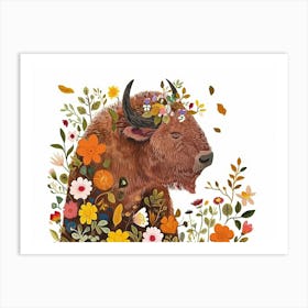 Little Floral Buffalo 3 Art Print