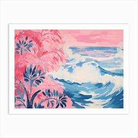 Pink Beach Painting Art Print
