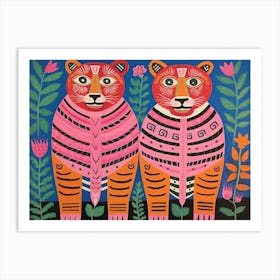 Bengal Tiger 1 Folk Style Animal Illustration Art Print
