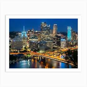 Amazing Pittsburgh Skyline In The Evening Art Print