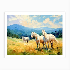 Horses Painting In Blue Ridge Mountains Virginia, Usa, Landscape 4 Art Print