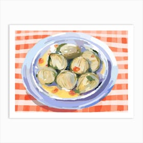 A Plate Of Artichokes, Top View Food Illustration, Landscape 1 Art Print