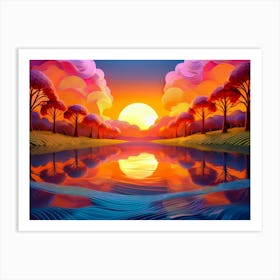 Sunset By The River Art Print