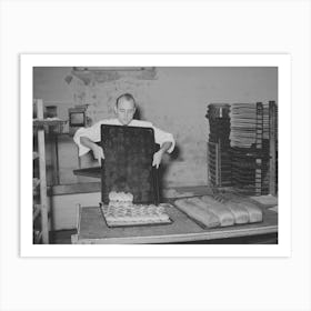 Removing Rolls From Tray At Bakery, San Angelo, Texas By Russell Lee Art Print