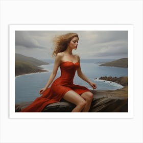 Woman In A Red Dress Art Print