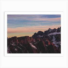 Sunset Over The Mountain Crests Seceda Art Print