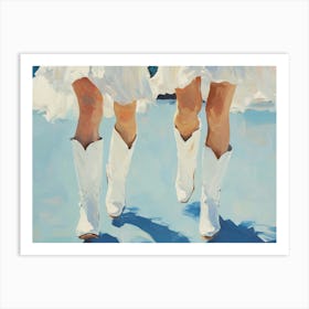 Two Women In White Cowboy Boots Art Print