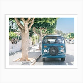 Dark Blue Hippie Van // Ibiza Travel Photography Art Print