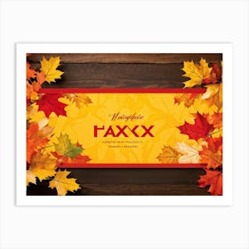 Banner Featuring A Seamless Pattern Of Oak And Maple Leaves Brilliant Shades Of Yellow And Orange E (6) Art Print