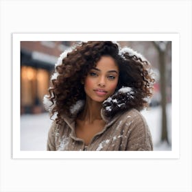 Beautiful African American Woman In Winter 4 Art Print