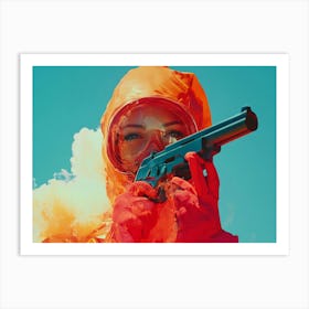 Woman Holding A Gun Art Print