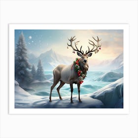 Reindeer In The Snow 1 Art Print