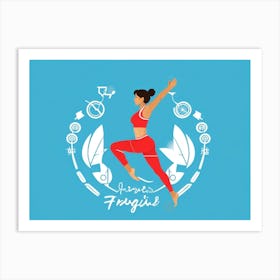 Illustration Of An Athletic Woman Balancing In A Yoga Pose Symbolizing Strength And Flexibility Sy Art Print