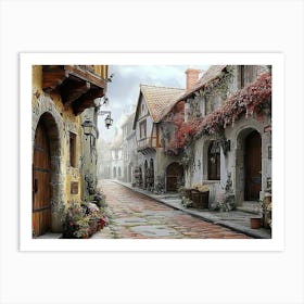 3d Image Old Town Street 1 Art Print