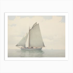 Muted Sailboat Watercolor Painting Art Print