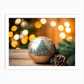 A Hand Made Decoration Of The Year A Perfect Winter Spectacle Where An Evergreen Tree Branch Rests (3) Art Print