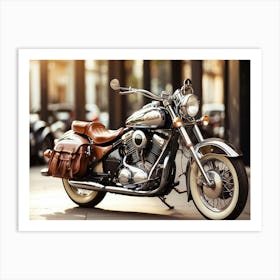 Motorcycle Parked On The Street Art Print