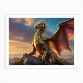 Crystal Dragon On A Rock Art Print