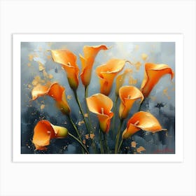 Gold Plated Orange Calla Lily Flowers Pt. 2 Art Print