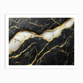 The Texture Of Black And White Marble With Gold Veins 1 Art Print