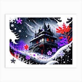 Snowy House Art Print