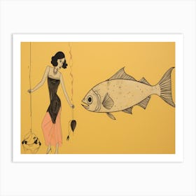 Girl And A Fish Art Print