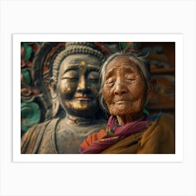 Shantiva zaga, deep maeditation near Buddha Statue Art Print