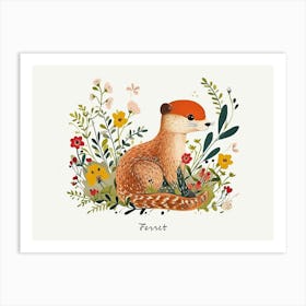 Little Floral Ferret 1 Poster Art Print