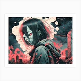 Dark Halloween Noir Art Greys And Red 03 Art Print