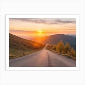 Road In The Mountains At Sunset Art Print