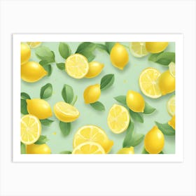 Lemons On Blue Art Print