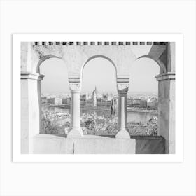 Black And White Aerial View Of Budapest Art Print