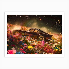 Car In A Field Of Flowers Art Print