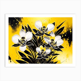 Orchids On Yellow Art Print