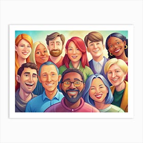 Smiling Diverse Group Of People 3 Art Print