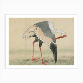 Hokusai Ukiyo-e Crane With Long Legs Art Print