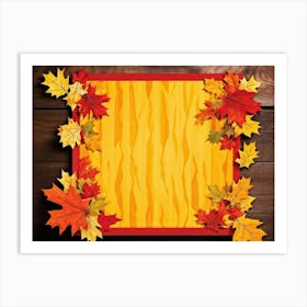 Banner Featuring A Seamless Pattern Of Oak And Maple Leaves Brilliant Shades Of Yellow And Orange E (7) Art Print