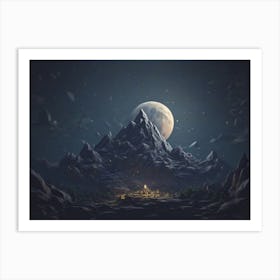 Moonlight Over A Mountain Art Print