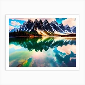 Mountains Reflected In A Lake Art Print