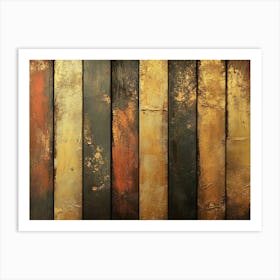 3d Abstract Artwork Design Featuring an Aged Wood Texture with A Vibrant Golden Color Scheme Art Print