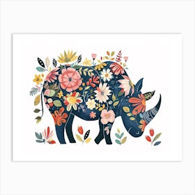 Little Floral Rhinoceros 1 Art Print