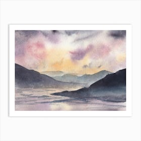Purple Sunset Mountains Art Print