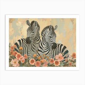 Floral Animal Illustration Zebra 1 Art Print