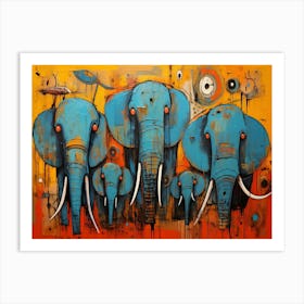 Family Of Elephants Art Print