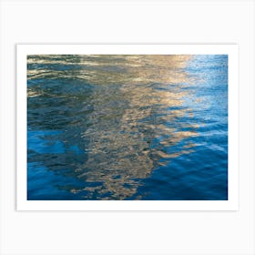 Golden-yellow reflections in blue sea water 1 Art Print