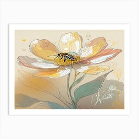 Bee On A Flower 1 Art Print